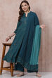 Dark Green Art Silk  Dupatta image number 0